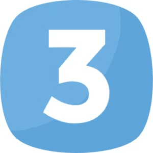 Blue icon featuring the number three in white, designed with a modern and clean style, suitable for digital applications and branding.